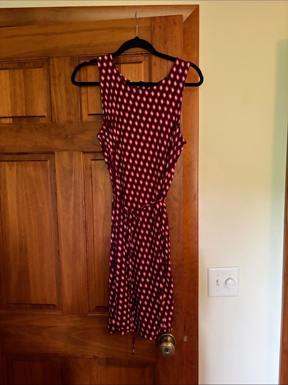 Banana Republic Burgundy Mini Dress with Pink Diamond Print